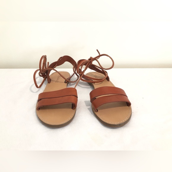 Madewell Boardwalk Ankle Tie Sandals Brown Leather Ankle Tie Strappy Size 7.5 - Picture 2 of 7